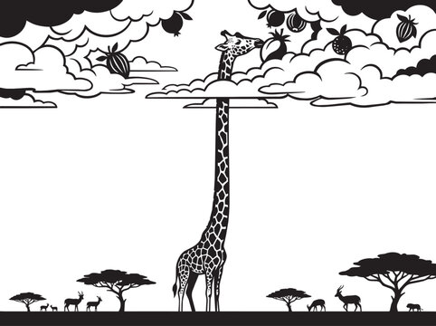 Minimalist surreal giraffe design for digital media