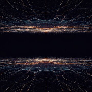A deep, complex digital background showcasing limitless layers of formless structure, representing conceptual infinity and massive data fields, background, depth, complexity