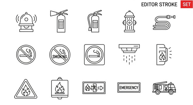 Warning signs and symbols icons set.