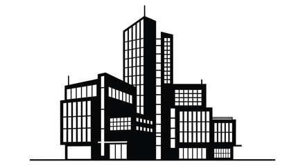 Fototapeta premium modern building silhouette with geometric windows and white background high quality