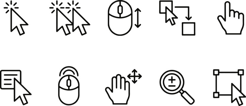 Black and white computer cursor icons