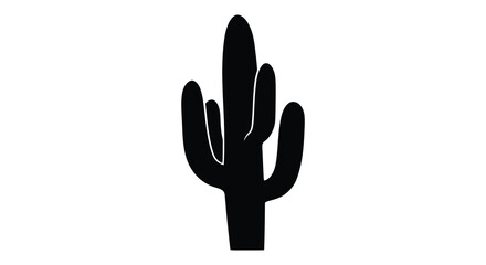 Fototapeta premium black cactus silhouette on white background silhouette high quality professional detailed