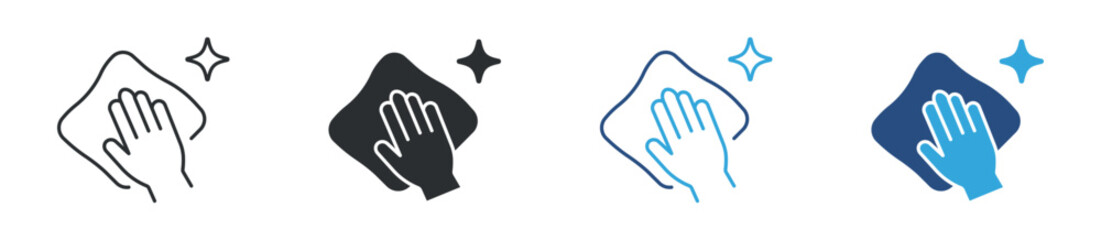 Obraz premium Cleaning icon set. wiping surface hygiene sanitation concept. vector illustration.