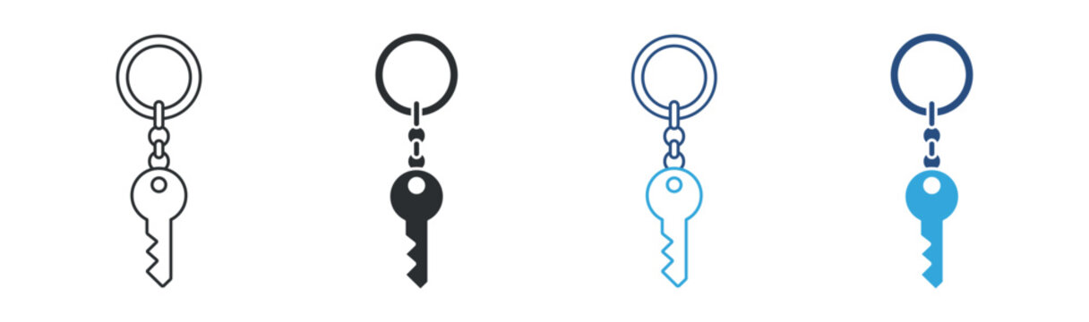 Keychain icon set. access security house key concept. vector illustration