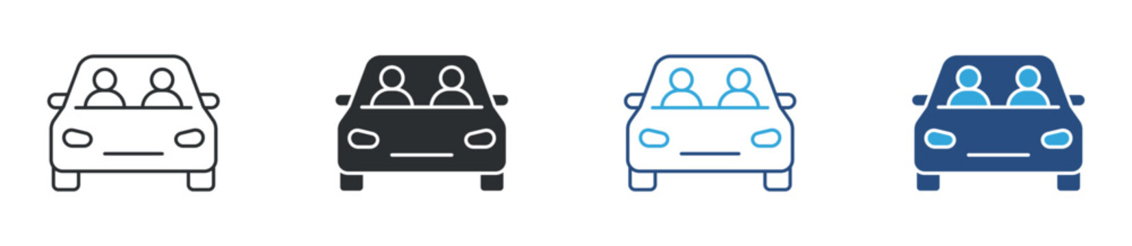 Carpooling icon set. shared transportation ride sharing concept. vector illustration.