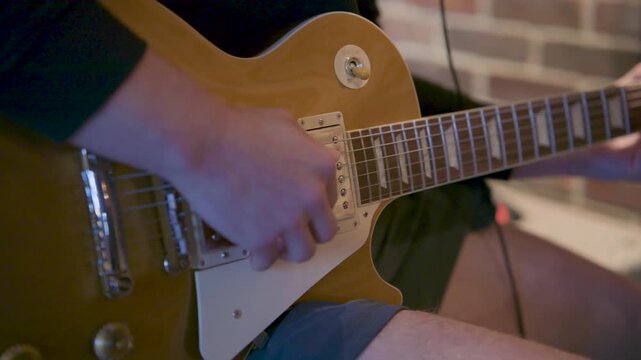 guitar practice at a store