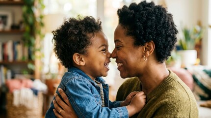 Fototapeta premium mother and child affectionate moment indoors