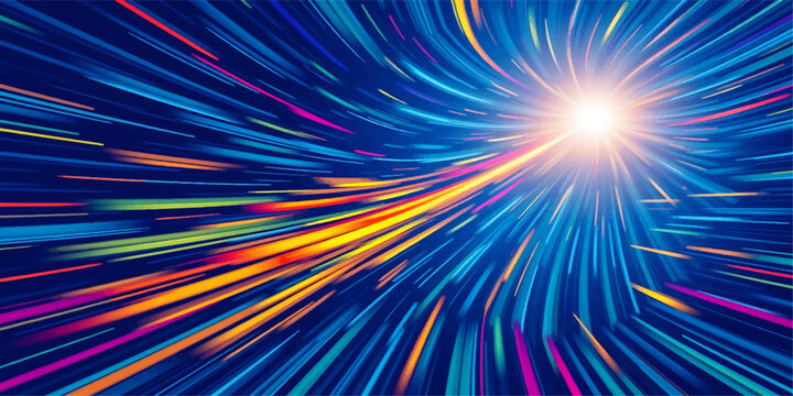 Colorful abstract background with light burst rainbow rays energy and motion lines