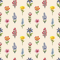 Obraz premium Seamless Flower Background with Motifs