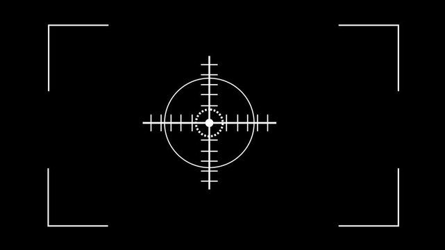 4 x zoom lance sniper scope reticle animation for target aiming and alignment.Abstract precision aiming display element for weapon and optics systems.