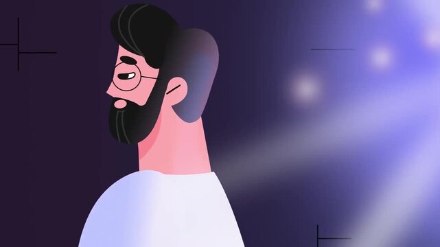 : Creative Design Work Animation &ndash; Man Using Digital Tablet and Tools