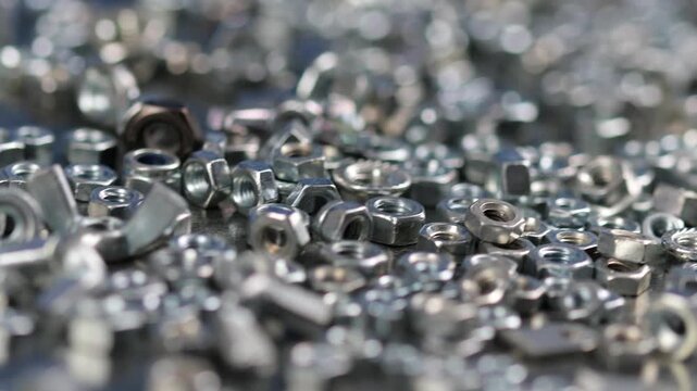 Metal mounting screws close-up. Macro image.