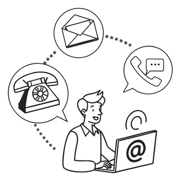 Man using laptop for online communication