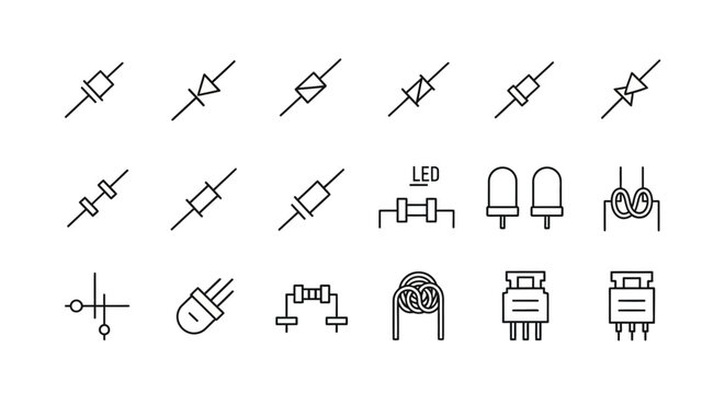 A collection of electronic component icons.