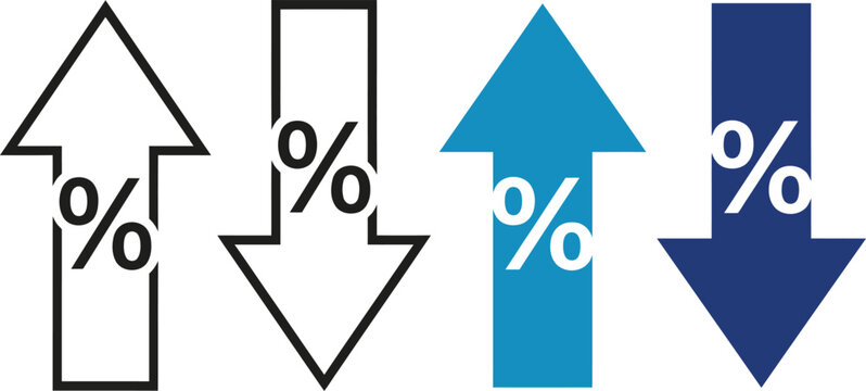 Percentage change indicators upward and downward trends visualized