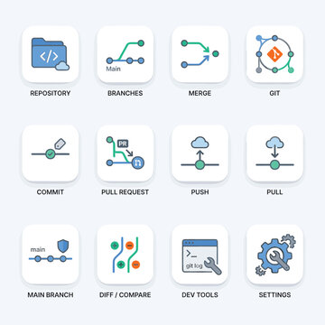Git Workflow Icons With Repository With Branches