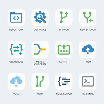 Git Workflow Icons Git Commands With Repository