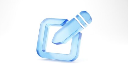 Fototapeta premium 3d blue email icon with glowing test tube symbolizing digital science communication