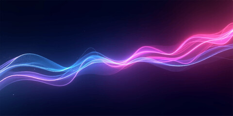 Abstract blue wave background design with glowing light curves, fractal energy motion lines and digital electric pattern on dark backdrop © Md