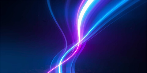 Obraz premium Abstract blue wave motion background with glowing neon lines and dynamic energy design