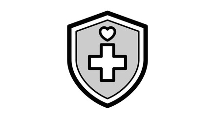 Obraz premium Medical shield with cross and heart symbol, healthcare protection and safety icon