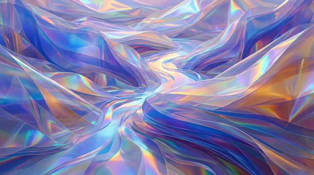 Holographic layered landscape with luminous gradients