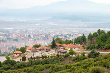 Fototapeta premium Cibyra or Kibyra, also referred to as Cibyra Magna, was an Ancient Greek city near the modern town of Gölhisar, in Burdur Province. Ruined antique theater panoramic view at archaeological site of anci