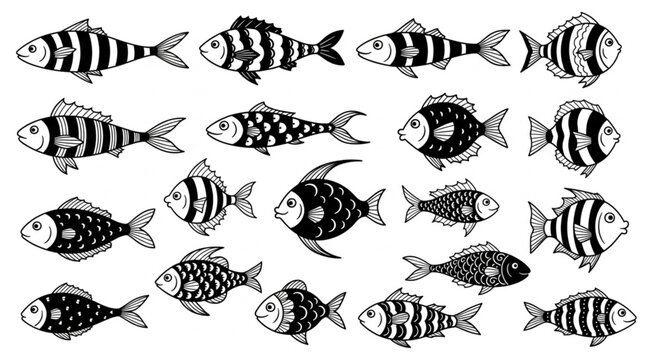 School of Various Black Fish.