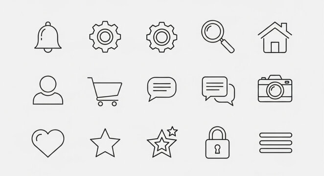 Collection of web interface icons.