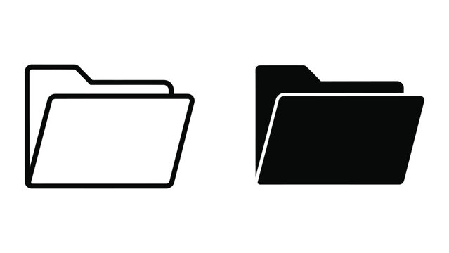 Simple folder icon set with open and closed file designs