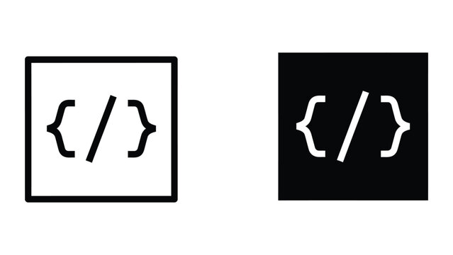 Minimalist code brackets icon with contrasting backgrounds