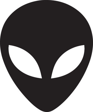 Alien head icon vector with minimalist extraterrestrial face symbol, editable sci-fi design for space and fantasy themes.