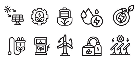 Renewable Energy and Green Ecology Icon Set - Sustainable Environment and Eco Power Symbols © Thiru Selvam 