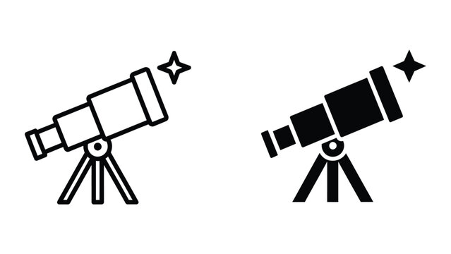 Two telescopes icon with stars illustration