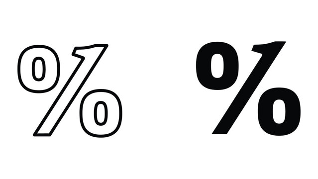Black and white zero percent sign icon