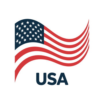 American flag waving usa logo isolated on transparent background