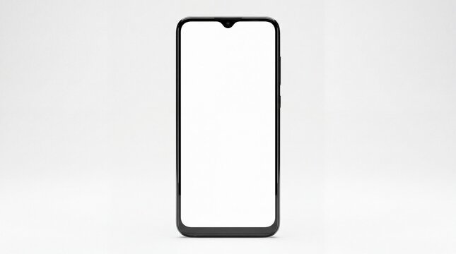 Sleek modern smartphone with blank screen on a clean white background, ready for design.