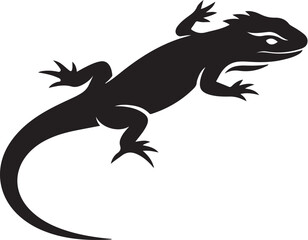 Fototapeta premium Silhouette of a lizard with long tail and sharp claws standing alone