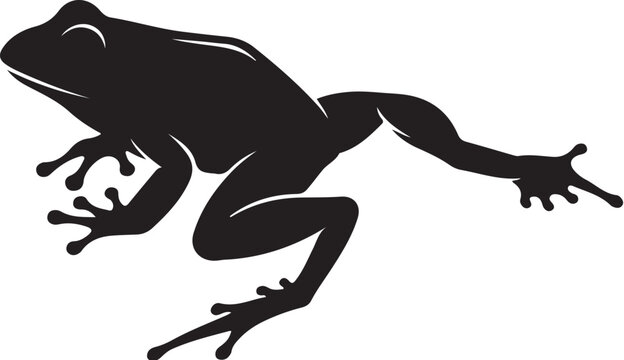 Silhouette of a frog jumping isolated on transparent background