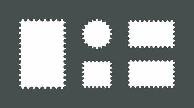 Set of white scalloped edge stamp shapes and circle cutouts on dark background