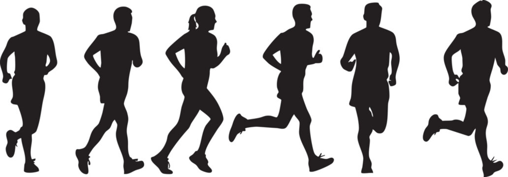 Running sequence a series of silhouetted figures demonstrating athletic movement