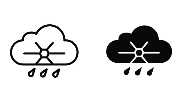 Rain cloud with network signal icon and drops
