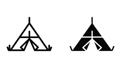 Black and white teepee tents icon set illustration © Jahidul