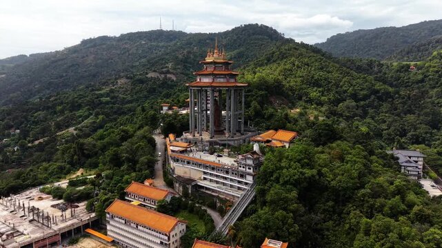 Aerial view of kek lok si temple in penang malaysia