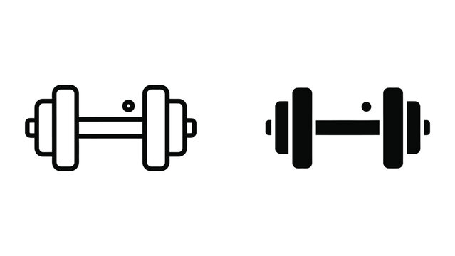 Minimalist dumbbell icon set in two styles