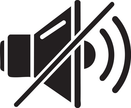 Black and white muted speaker icon representing silence or no sound