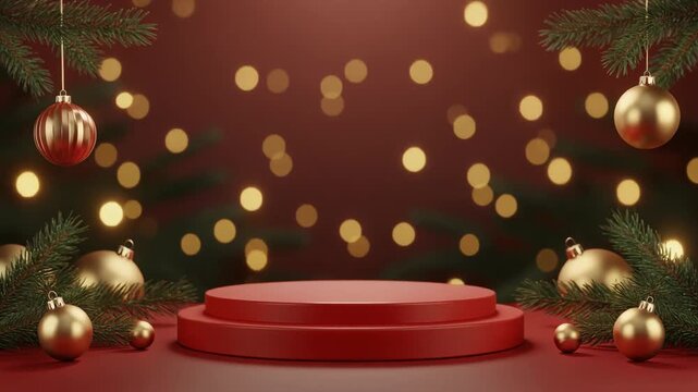 Golden diyas glow around red stage, festive spirit rises, joy blossoms in radiant celebration.