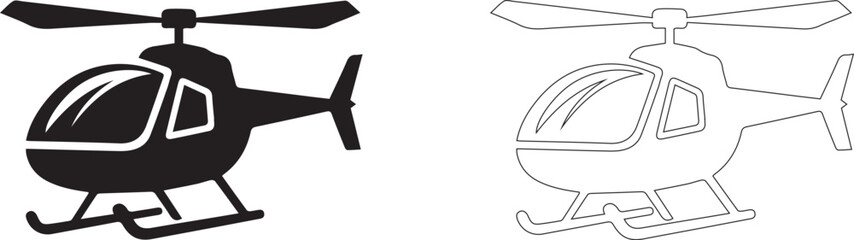 Black helicopter silhouette on white background aviation icon © malaika