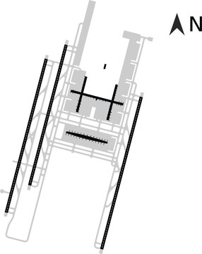 Bangkok Suvarnabhumi International Airport BKK VTBS Map Layout Diagram Blank Vector Illustration
