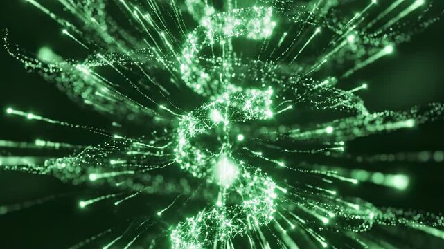 A futuristic blue fractal background features an abstract energy pattern with stars and light particles, creating a cosmic motion texture for a fantasy space science design